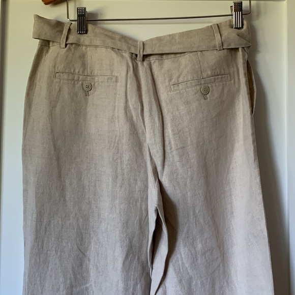 Talbots tan linen pants with removable tie belt. - Picture 2 of 4